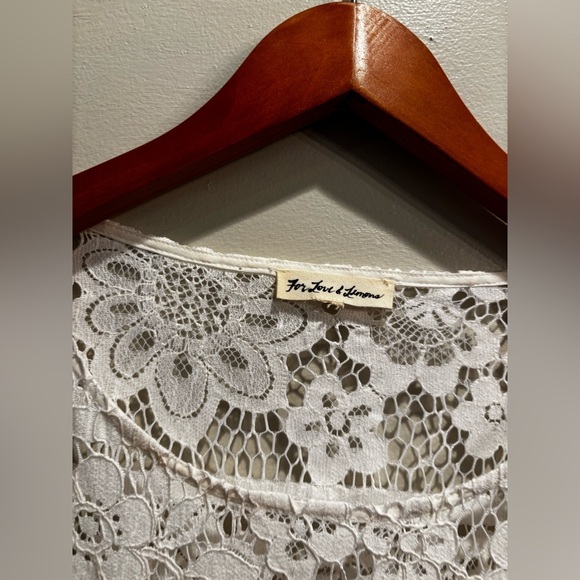 For Love And Lemons White Long Sleeve Dress detailed lace feminine vacation - Picture 4 of 16